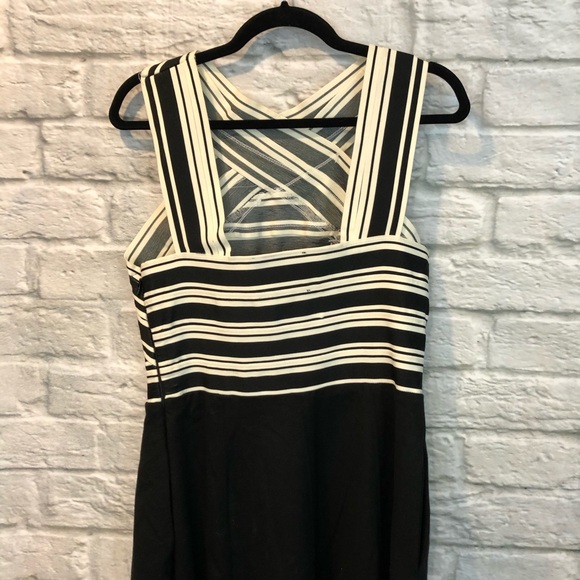 NWT Anthro Maeve Crosswise Flare Black & White Dress US 12 - Picture 11 of 16